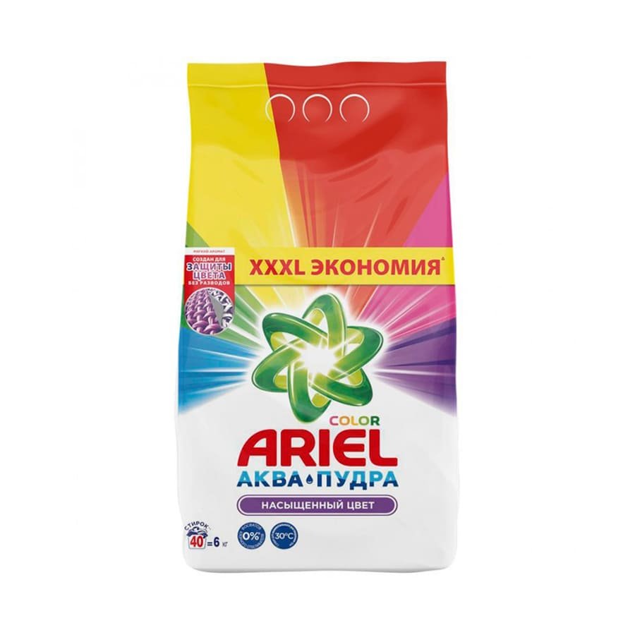 Ariel Լվացքի փոշի 6կգ Ավտոմատ, գունավոր, լենոր էֆֆեկտ